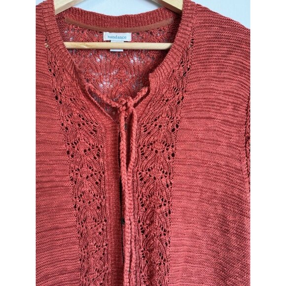 Sundance Women Pretty In Pointelle Dress Size MP Orange Crocheted Boho Festival - Picture 7 of 11